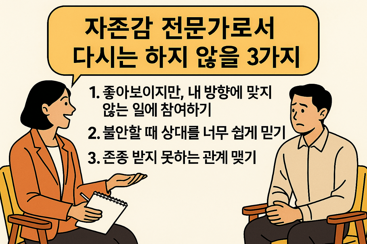 기사 자세히 보기 자존감 전문가로서 다시는 하지 않을 3가지